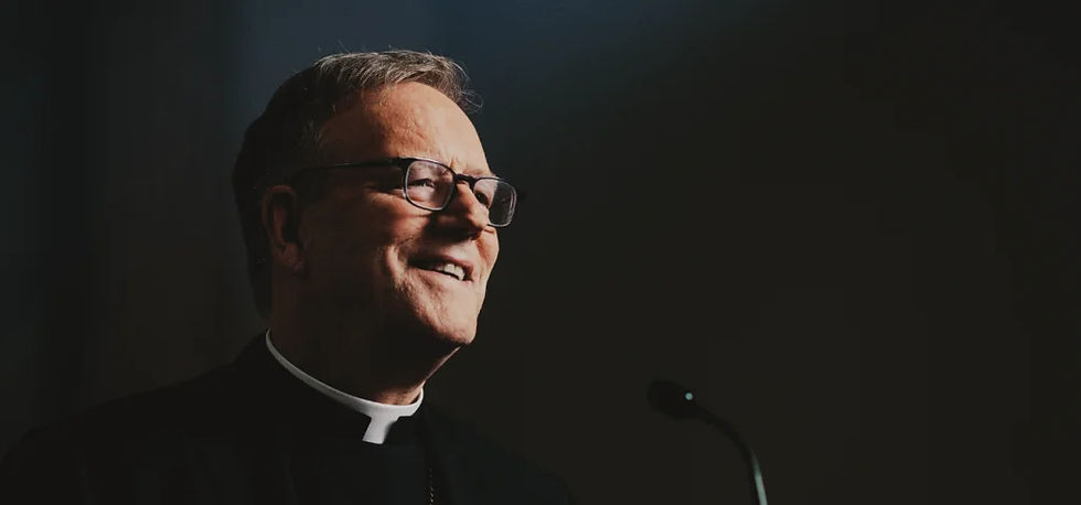 A priest on a dark background